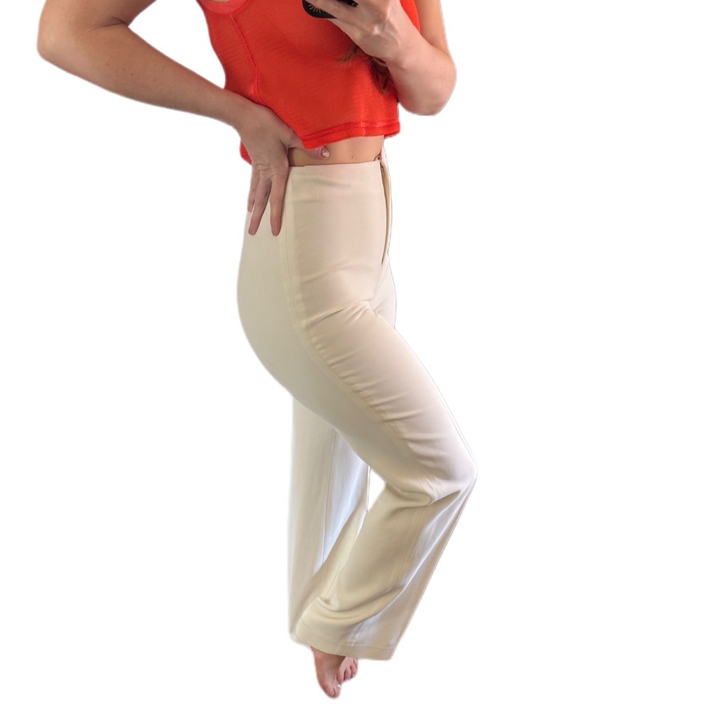 Rare Vintage Women’s white High-Waisted Ponte Pants Sz 27”slight flare